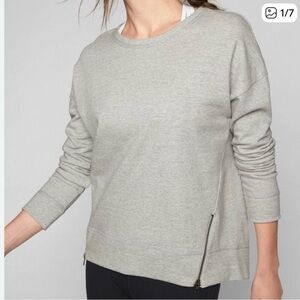 Athleta Cityscape Sweatshirt Side Zippers Grey Gray Size Small Oversized